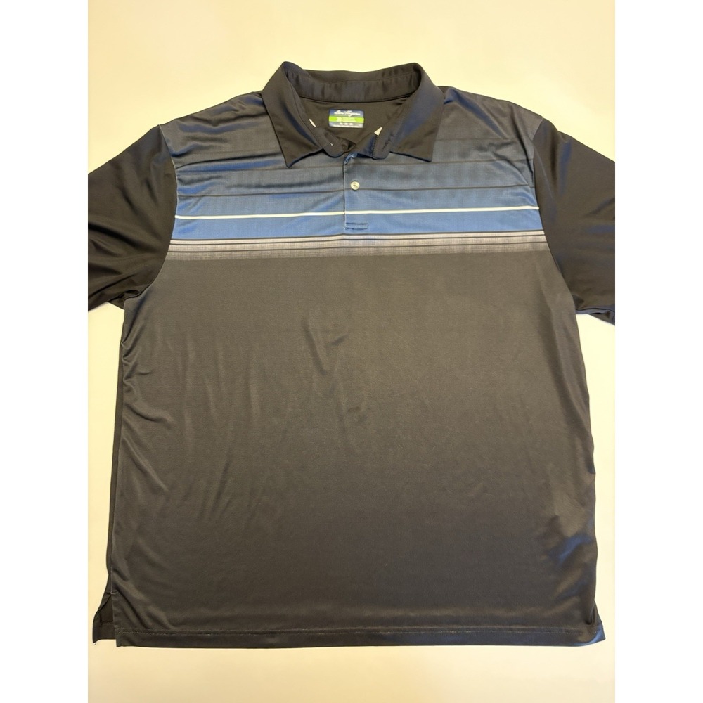 Ben Hogan Performance 2XL Blue Stripe Golf Polo 30% Recycled Blue Black Athletic